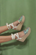 Abby Lace - up Espadrilles Wedge Sandals