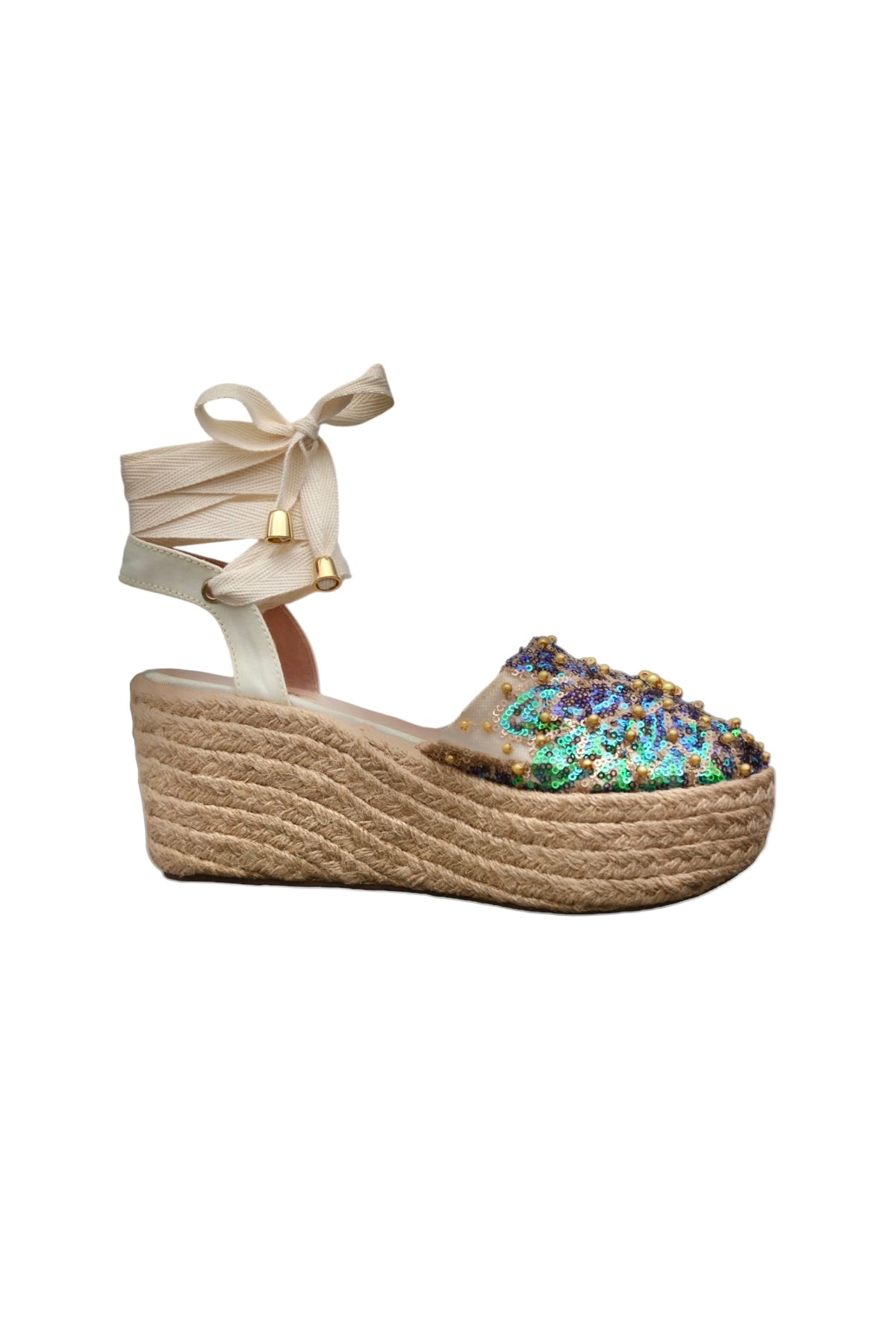 Abby Lace - up Espadrilles Wedge Sandals